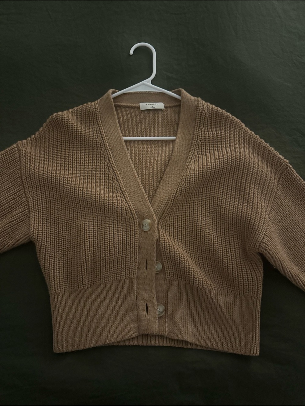 Aritzia Taupe Knit Button-Up Cardigan Sweater